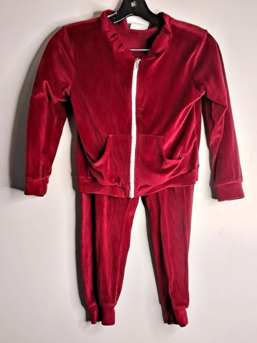 Emma Jean Red Velour Track Set Like New